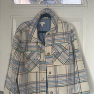 ON 34TH Women's Plaid Jacket - Cream and Blue